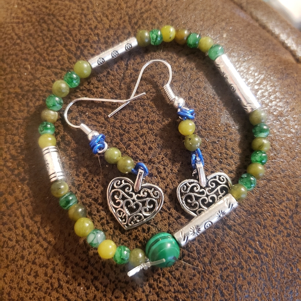 Jade earrings & bracelet